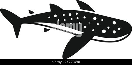 Vector graphic of a whale shark icon in a simple black and white silhouette style Stock Vector