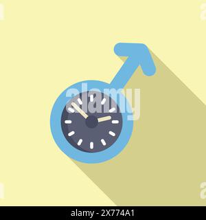 Male fertility concept icon with sperm, clock, and biological masculine health symbol in flat design vector illustration Stock Vector