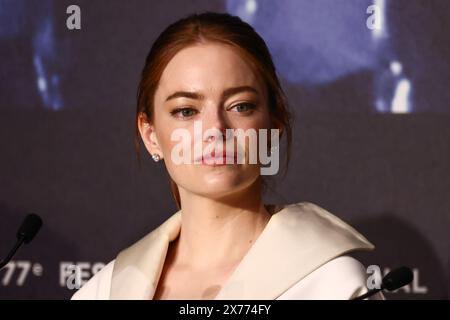 Cannes, France. 18th May, 2024. Emma Stone attends the ' Kinds Of Kindness ' Press Conference during the 77th annual Cannes Film Festival at Palais des Festivals on May 18, 2024 in Cannes, France. (Credit Image: © Beata Zawrzel/ZUMA Press Wire) EDITORIAL USAGE ONLY! Not for Commercial USAGE! Stock Photo