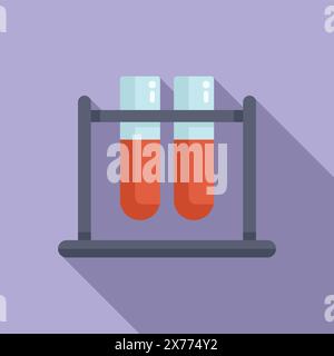 Flat design vector of two blood samples in test tubes on a stand with a shadow Stock Vector