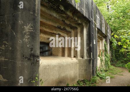 Abandoned artillery casemate at the 2nd World War defensive Fort Eben-Emael, now a museum, Bassenge, Belgium. Stock Photo