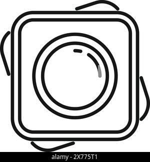 Black and white line drawing of a camera, perfect for social media and app interface design Stock Vector