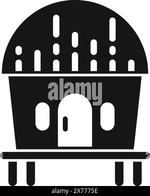 Vector illustration of a simplified igloo icon in solid black, suitable for various design uses Stock Vector