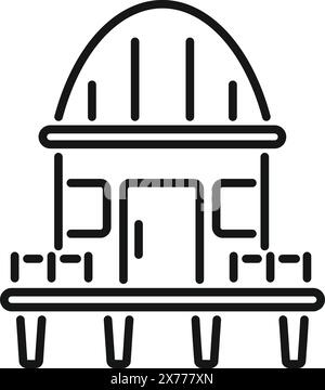 Linear observatory icon vector in black and white, minimalist and modern design, isolated and pure, perfect for astronomy and science illustrations Stock Vector