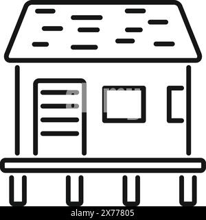 Simple, clean line drawing of a traditional stilt house, suitable for various design uses Stock Vector