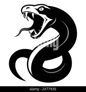 a coiled snake with an open mouth and forked tongue Stock Vector
