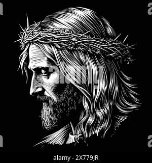 Jesus wearing a crown of thorns Stock Vector