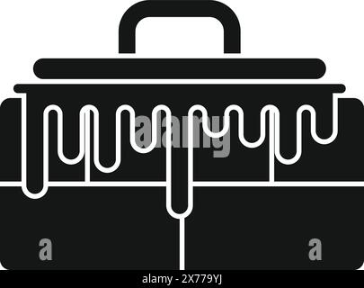 Black glyph icon of a paint can with paint dripping from the lid, symbol for painting or renovations Stock Vector