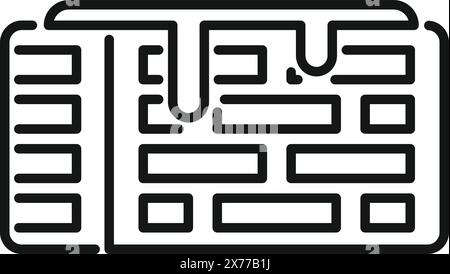 Simplistic labyrinth icon in a bold black and white line art style Stock Vector
