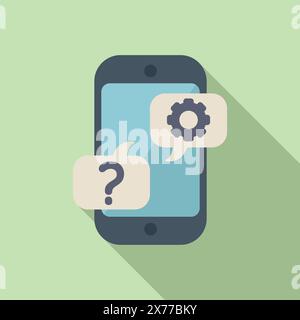 Modern flat design illustration concept for mobile technical support and assistance with smartphone troubleshooting, customer service, and online communication icons Stock Vector