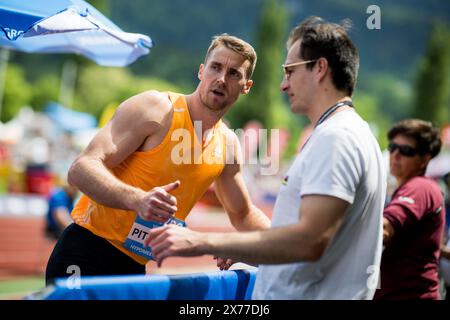 Gotzis, Austria. 18th May, 2024. Belgian Niels Pittomvils is seen at the men's decathlon event on the first day of the Hypo-Meeting, IAAF World Combined Events Challenge, in the Mosle stadium in Gotzis, Austria, Saturday 18 May 2024. BELGA PHOTO JASPER JACOBS Credit: Belga News Agency/Alamy Live News Stock Photo