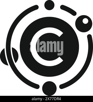 Black and white graphic representation of a modernized copyright logo Stock Vector