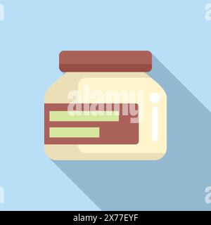Minimalist vector illustration of a sealed jar icon with label, casting a soft shadow Stock Vector
