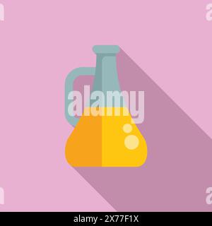 A colorful, flatdesign illustration of a chemical flask with yellow liquid Stock Vector