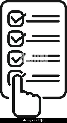 Vector illustration of a hand cursor selecting checkboxes on a linear checklist Stock Vector