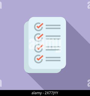 Vector illustration of a stylized checklist with red checkmarks, cast on a soft purple backdrop Stock Vector