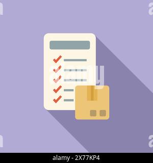 Vector illustration of a checklist clipboard and a credit card, with a flat design style on a purple background Stock Vector