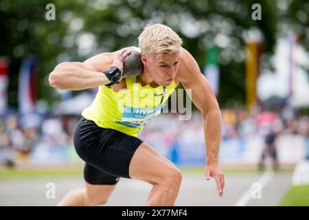 Gotzis, Austria. 18th May, 2024. Dutch Sven Jansons pictured in action during the men's decathlon event on the first day of the Hypo-Meeting, IAAF World Combined Events Challenge, in the Mosle stadium in Gotzis, Austria, Saturday 18 May 2024. BELGA PHOTO JASPER JACOBS Credit: Belga News Agency/Alamy Live News Stock Photo