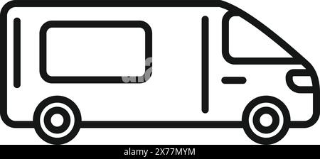 Black outline vector icon of a camper van suitable for travel themes Stock Vector