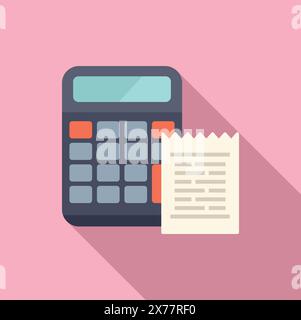 Flat design icon featuring a calculator and paper receipt, perfect for financerelated content Stock Vector