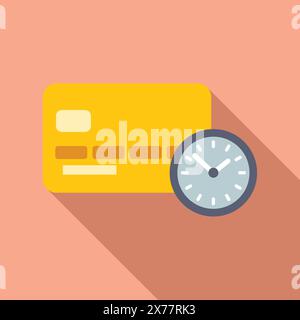 Iconic image of a credit card beside a clock, symbolizing financial planning and time Stock Vector