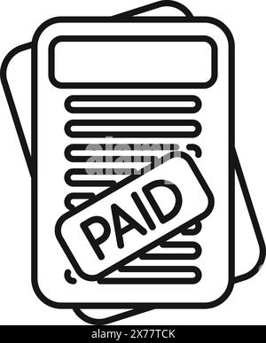 Illustration of a paid invoice icon with a stamped document concept, representing completed payment, financial transaction, and confirmation in business, accounting, and finance Stock Vector