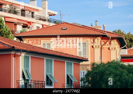 Beautiful facades in Nice in the Liberation district Stock Photo