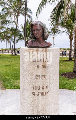 South Beach, Miami Beach, Florida - April 4, 2024: Barbara Baer Capitman was an American activist and author who led the effort to preserve Miami Beac Stock Photo