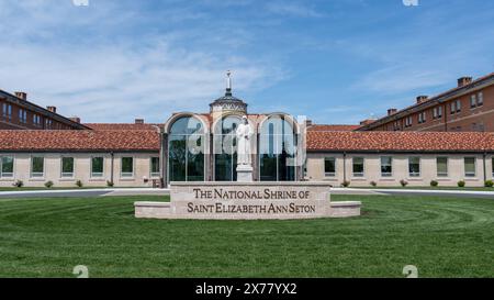 Emmitsburg, Maryland - April 23, 2024: The National Shrine of Saint Elizabeth Ann Seton pays tribute to the first native-born citizen of the United St Stock Photo