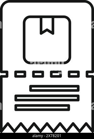 Black and white line art of a detailed receipt, suitable for retail and finance design use Stock Vector