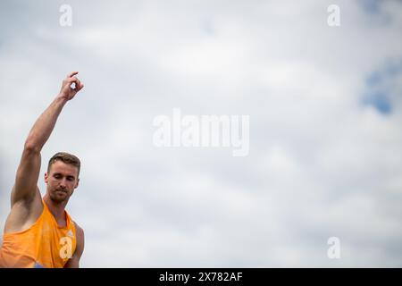 Gotzis, Austria. 18th May, 2024. Belgian Niels Pittomvils pictured in action during the men's decathlon event on the first day of the Hypo-Meeting, IAAF World Combined Events Challenge, in the Mosle stadium in Gotzis, Austria, Saturday 18 May 2024. BELGA PHOTO JASPER JACOBS Credit: Belga News Agency/Alamy Live News Stock Photo