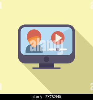 Stylized icon of a video blogger with a play button, ideal for digital content concepts Stock Vector