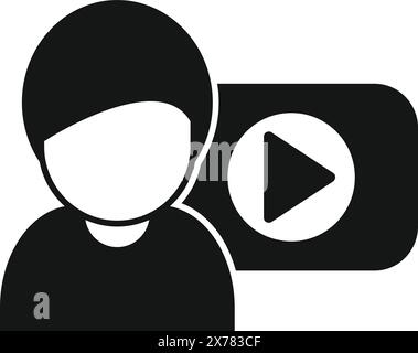 A stylized graphic of a person with a video play button, representing digital content creation Stock Vector
