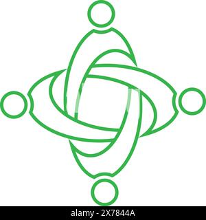 Graphic representation of unity with green people icons outline Stock Vector