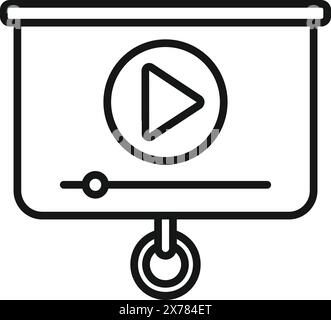 Online training presentation icon for elearning, webinar, and webinar play button in vector format for educational technology platform and virtual class environments Stock Vector