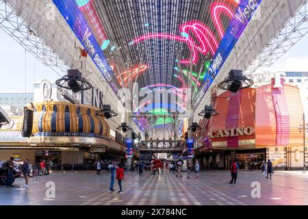 Fremont Street in Las Vegas, Nevada, United States - May 30, 2023. Stock Photo