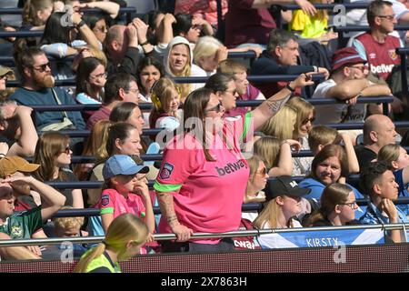 London, UK. 18th May, 2024. West Ham fans during the Spurs vs West Ham Women's Super League match at Tottenham Hotspur Stadium London. Credit: MARTIN DALTON/Alamy Live News Stock Photo