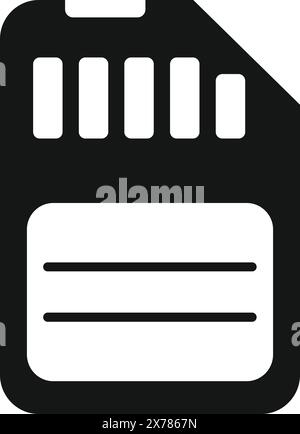 Graphic image of a black sd card icon on a white background for use in techrelated designs Stock Vector