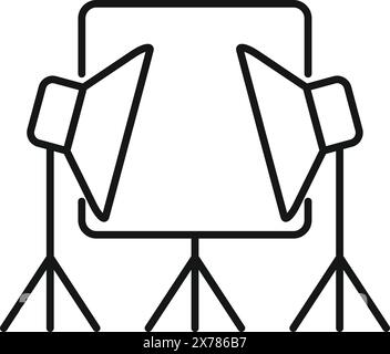 Vector illustration of studio lighting setup with softboxes and backdrop Stock Vector