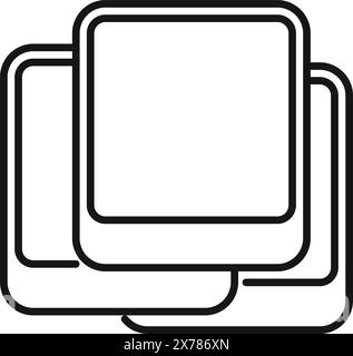 Simple and modern line drawing of multiple squares nested together in black and white Stock Vector