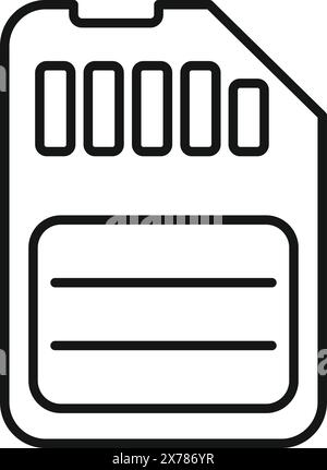 Vector illustration of a simple line icon representing an sd memory card Stock Vector