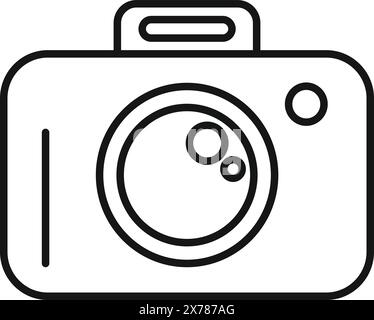 Simplistic line art vector illustration of a digital camera suitable for icons and design elements Stock Vector