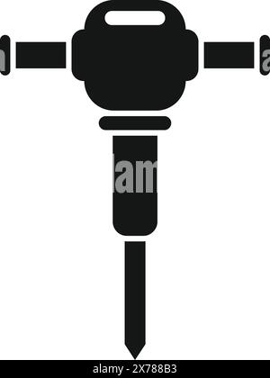 Vector graphic icon of a pneumatic drill in black, perfect for constructionthemed designs Stock Vector
