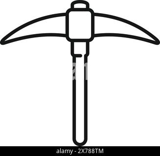 Line art vector drawing of a pickaxe, ideal for construction and mining themes Stock Vector