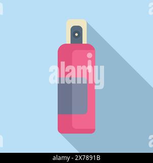 Vector art of a pink pepper spray canister on a blue background, depicting personal safety concept Stock Vector