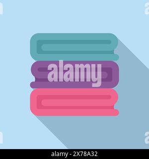 Flat design illustration of a neat stack of towels in pastel colors Stock Vector