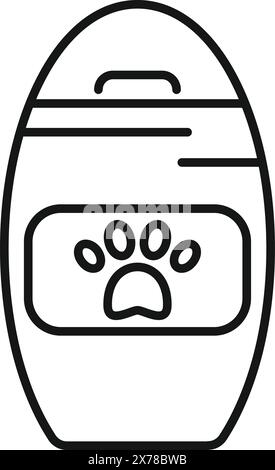 Simple and minimalistic pet carrier line icon with paw print and animal transportation vector illustration Stock Vector