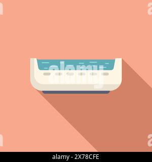 Flat design icon of a modern air conditioner on a peach background, with a long shadow Stock Vector