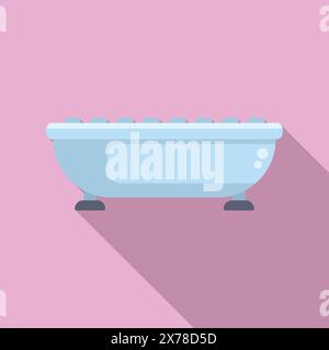 Minimalist illustration of a classic clawfoot bathtub against a soft pink backdrop Stock Vector