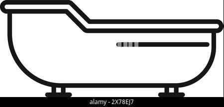 Clean, simple line drawing of a bathtub, perfect for icons or minimalist designs Stock Vector